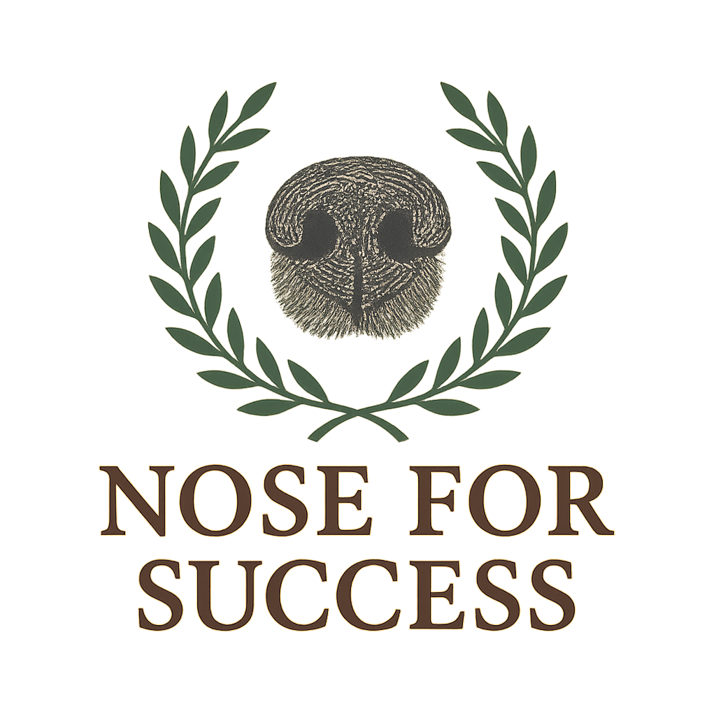 Nose For Success Logo featuring a dog's nose silhouette symbolizing service dog training excellence Nose For Success Logo featuring a dog's nose silhouette symbolizing service dog training excellence